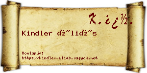Kindler Éliás névjegykártya